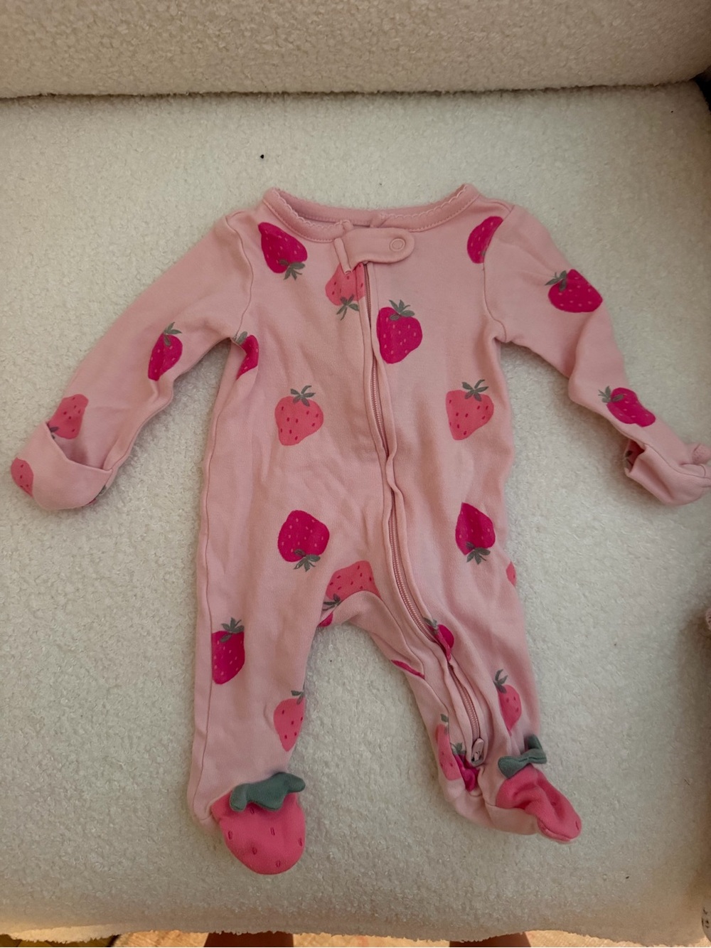 Carter's Pink Strawberry Print Footed One-Piece